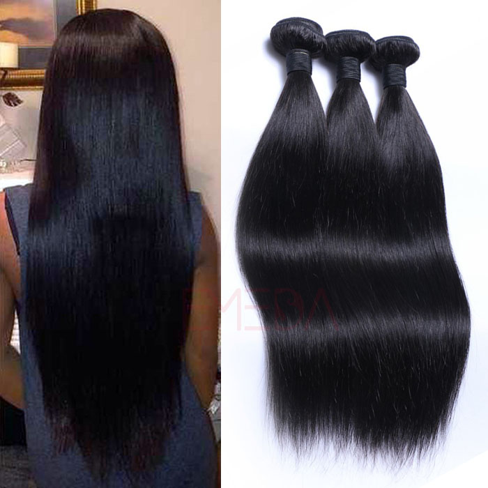 Malaysian Hair Silk straight human hair weave lace closure with bundles  HW0108